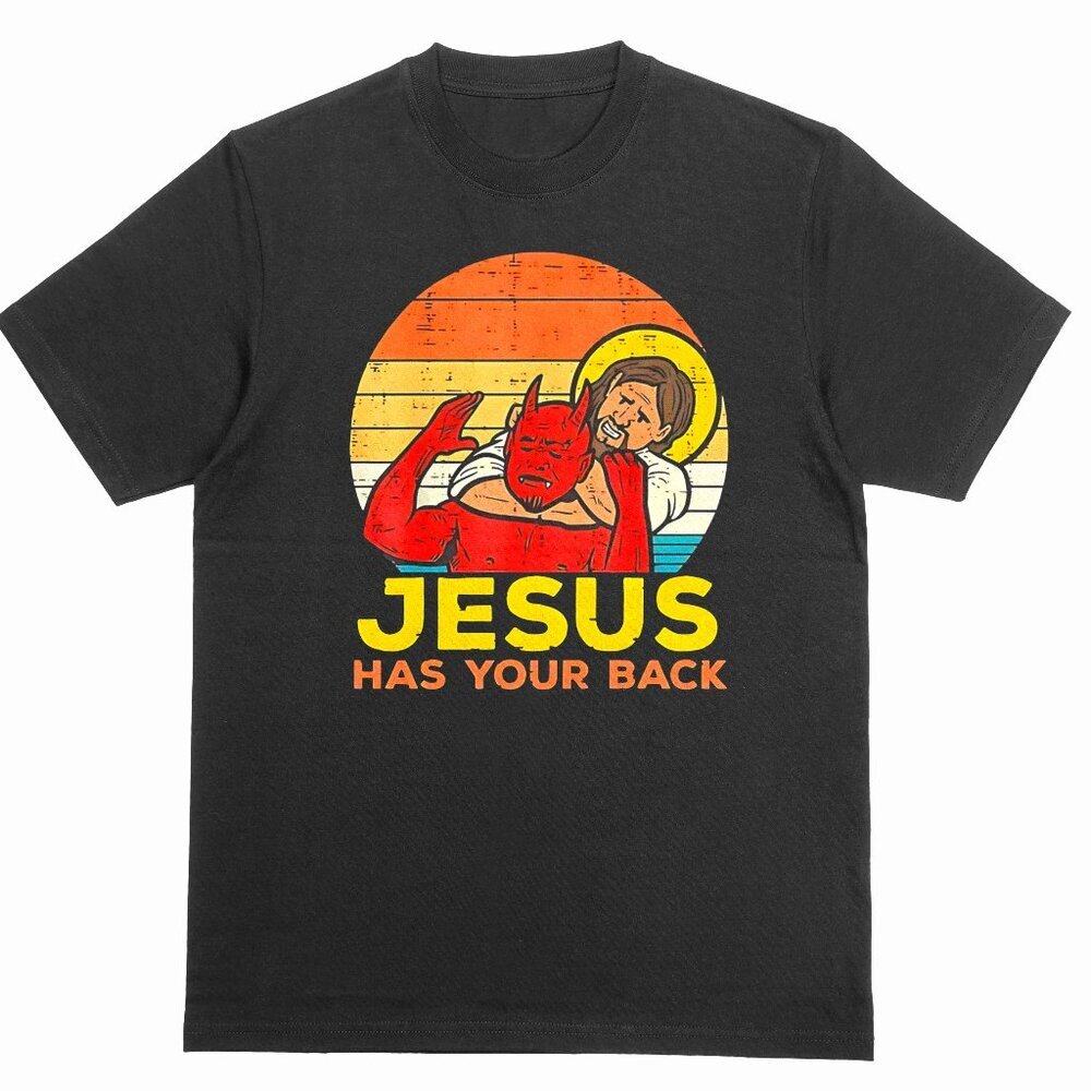 Jesus Has Your Back Men’s T-shirt Black 100% Cotton